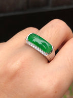 Icy Green Jade Saddle Ring