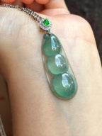 Icy Green Jade Pea Pods Pendant