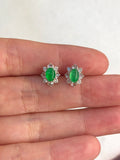 Icy Green Jade Cabochons Earrings