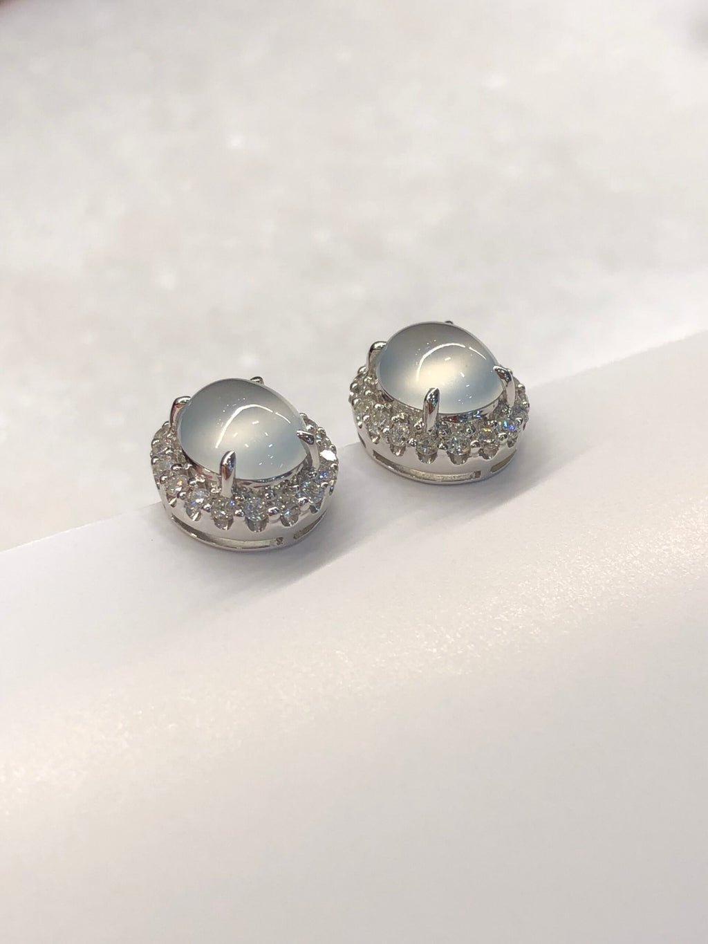Icy Jade Cabochons Earrings (Glassy Variety)