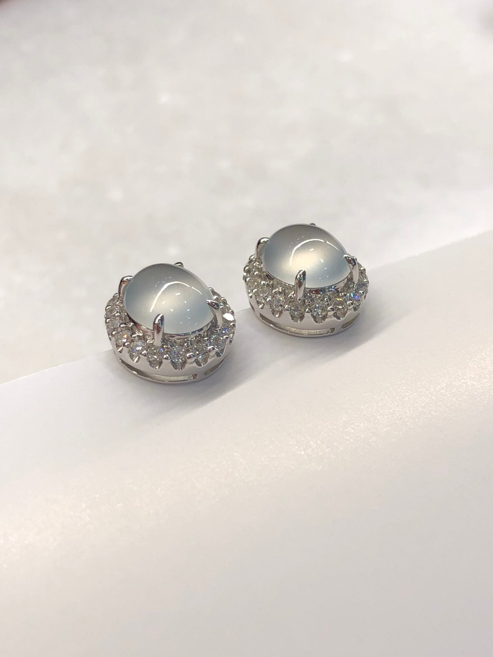 Icy Jade Cabochons Earrings (Glassy Variety)