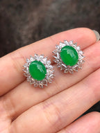 Icy Green Jade Cabochons Earrings