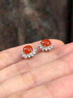 Icy Orange Jade Cabochons Earrings