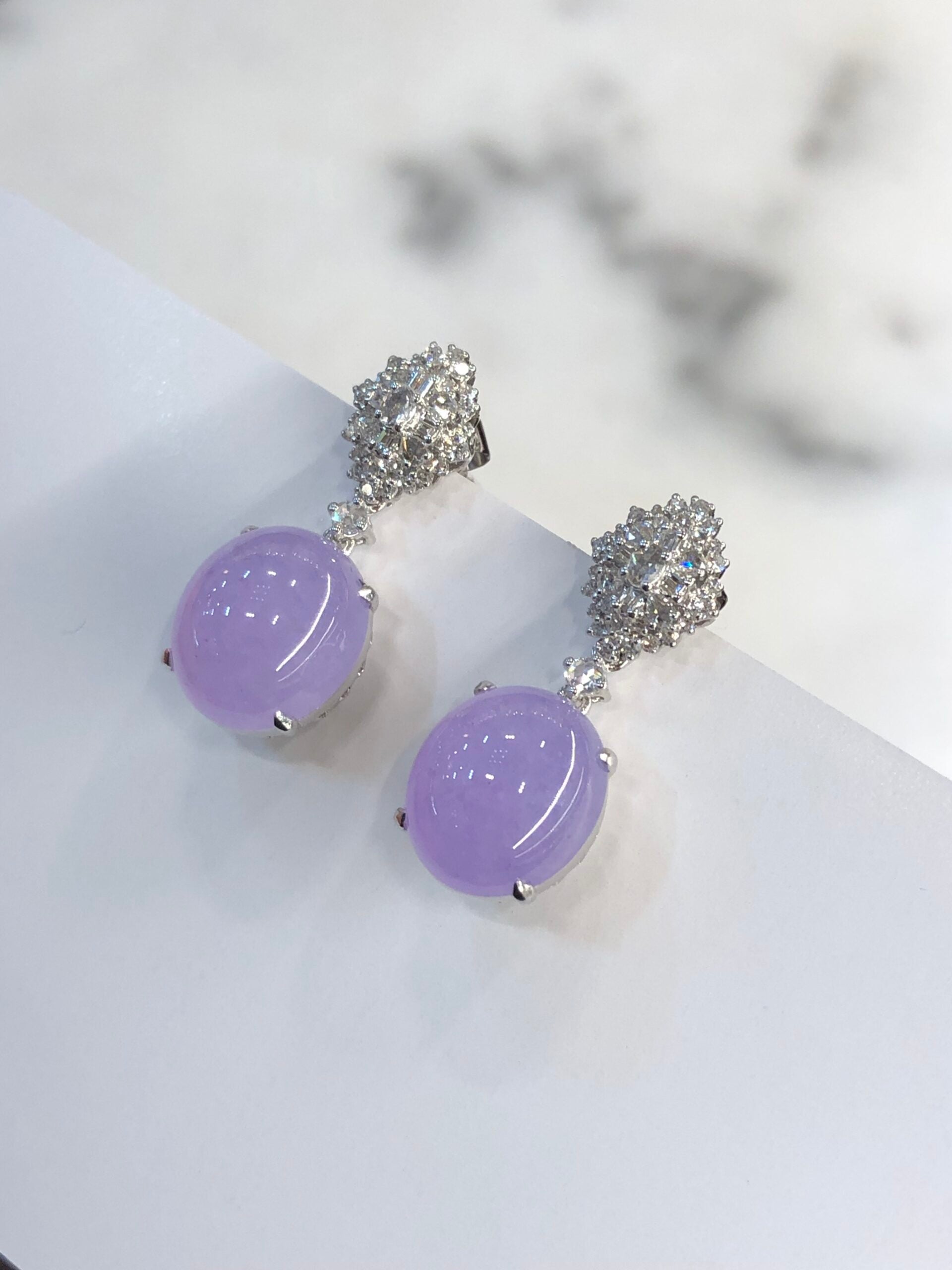 Icy Lavender Jade Cabochons Earrings