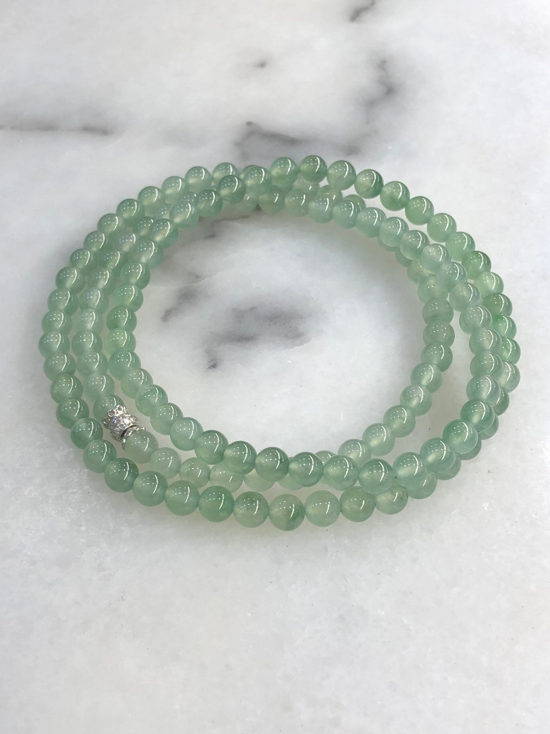 Icy Green Jade Beads Necklace