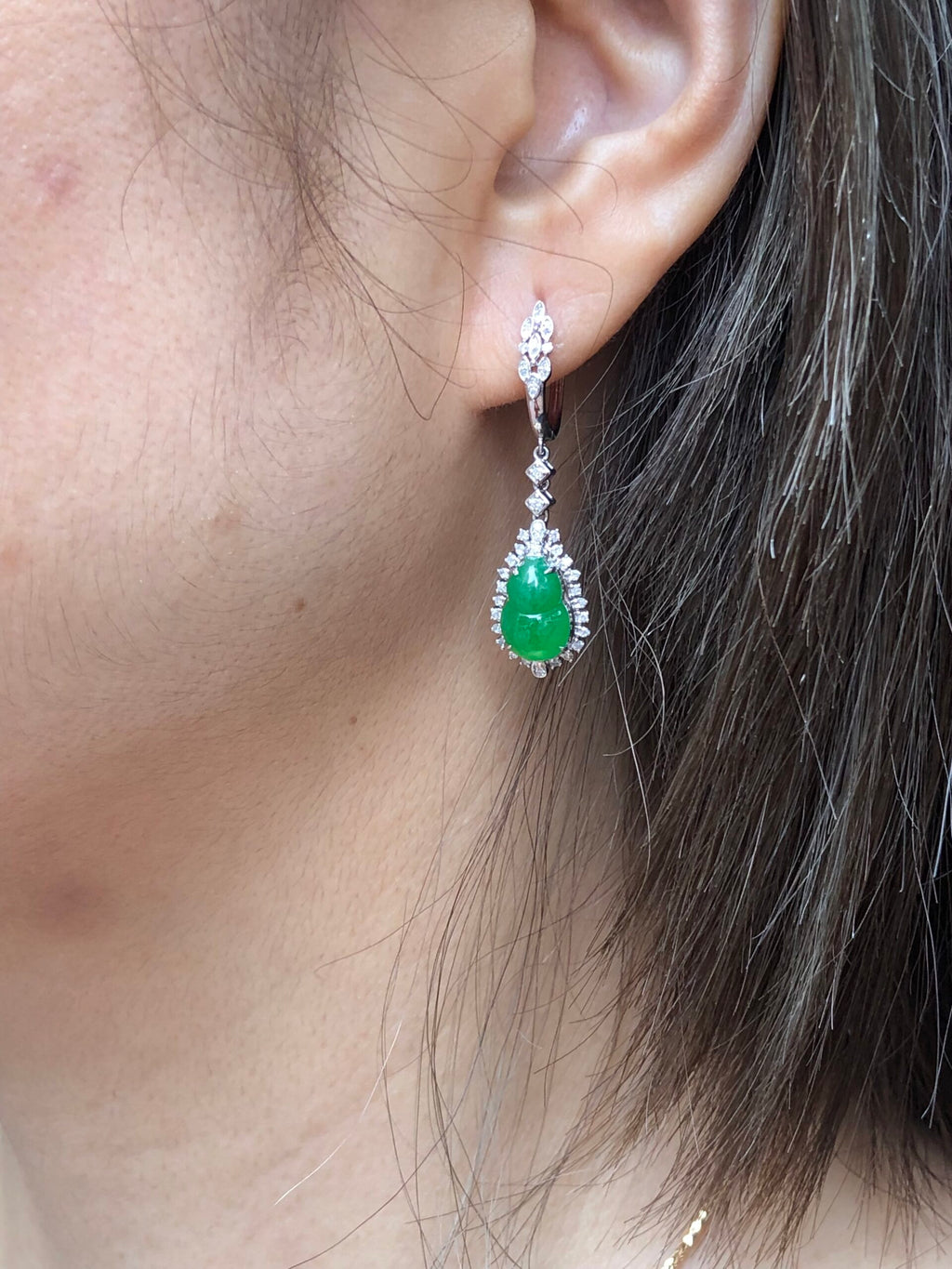 Icy Green Jade Gourd Earrings