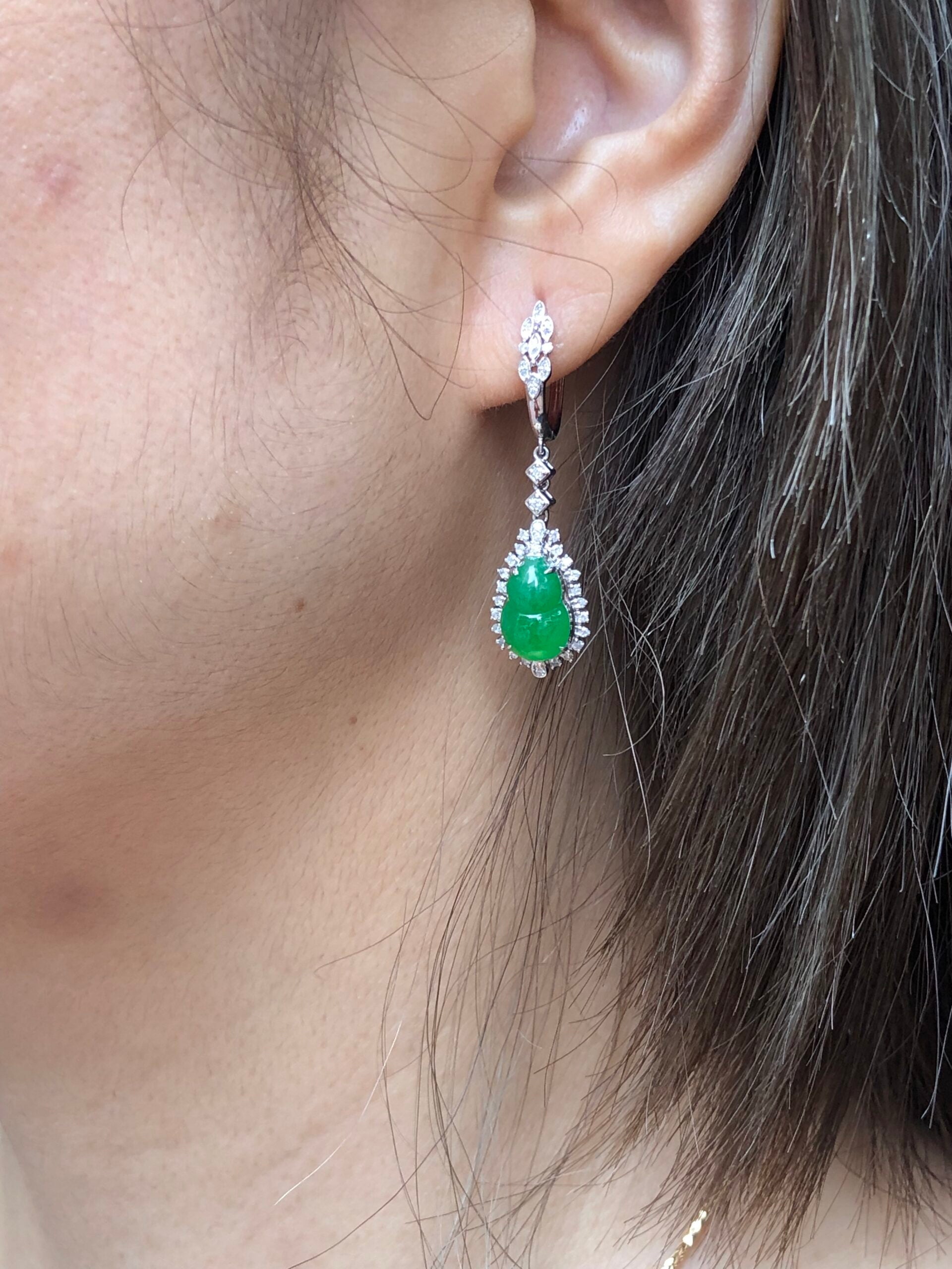 Icy Green Jade Gourd Earrings