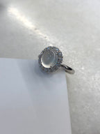 Icy Jade Cabochon Ring (Glassy Variety)