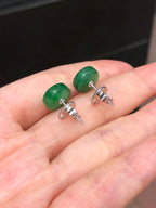 Icy Green Jade Safety Coin Earrings
