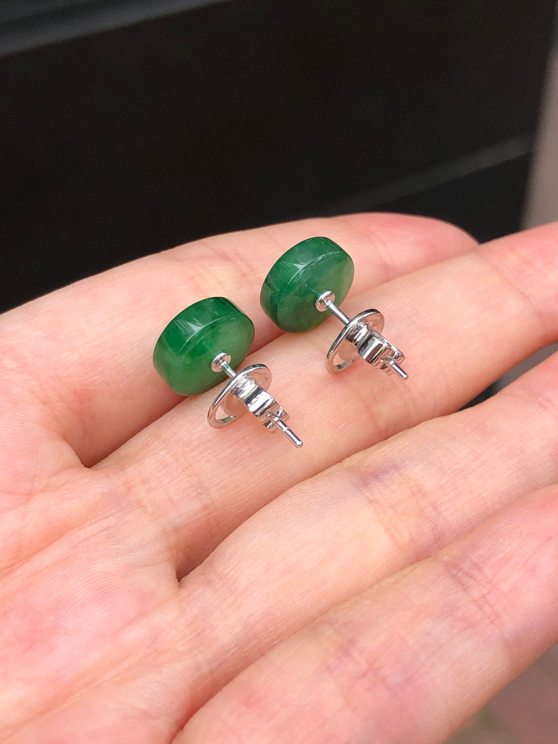 Icy Green Jade Safety Coin Earrings