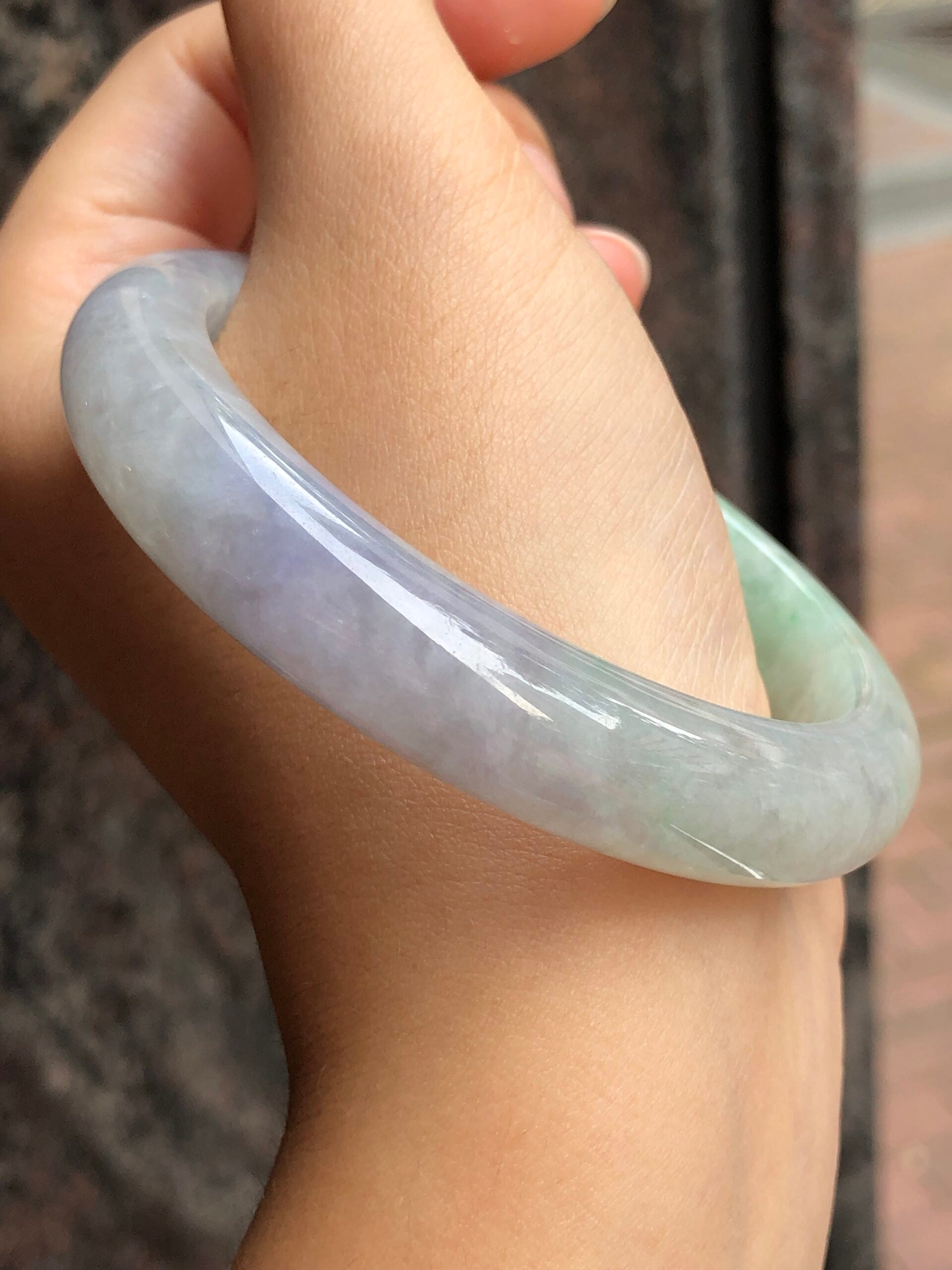 Icy Green With Lavender Jade Bangle