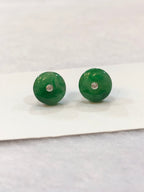 Icy Green Jade Safety Coin Earrings