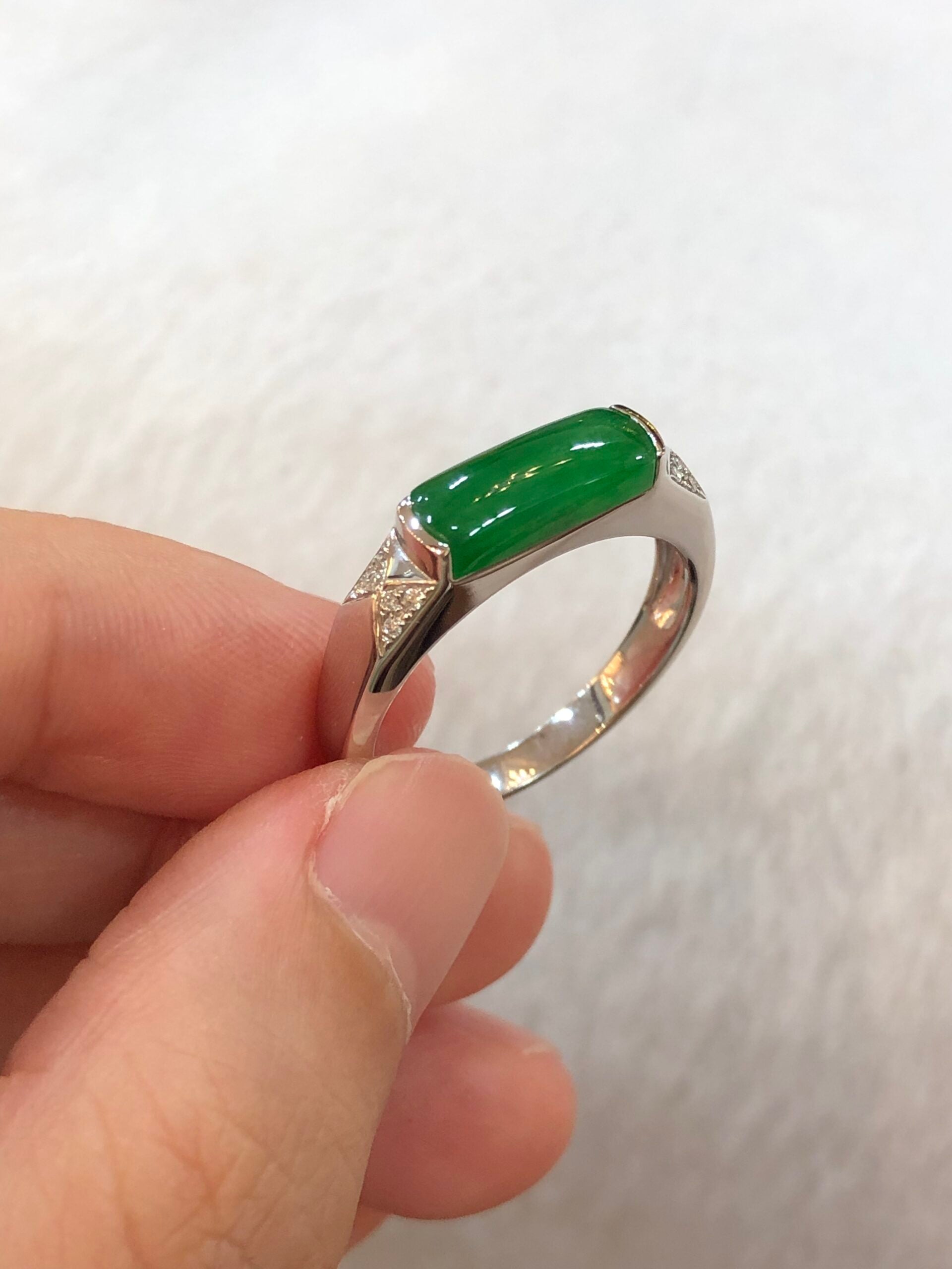 Green Jade Saddle Ring