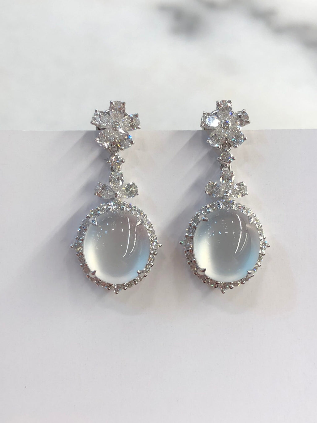 Icy Jade Cabochon Earrings (Glassy Variety)