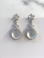 Icy Jade Cabochon Earrings (Glassy Variety)