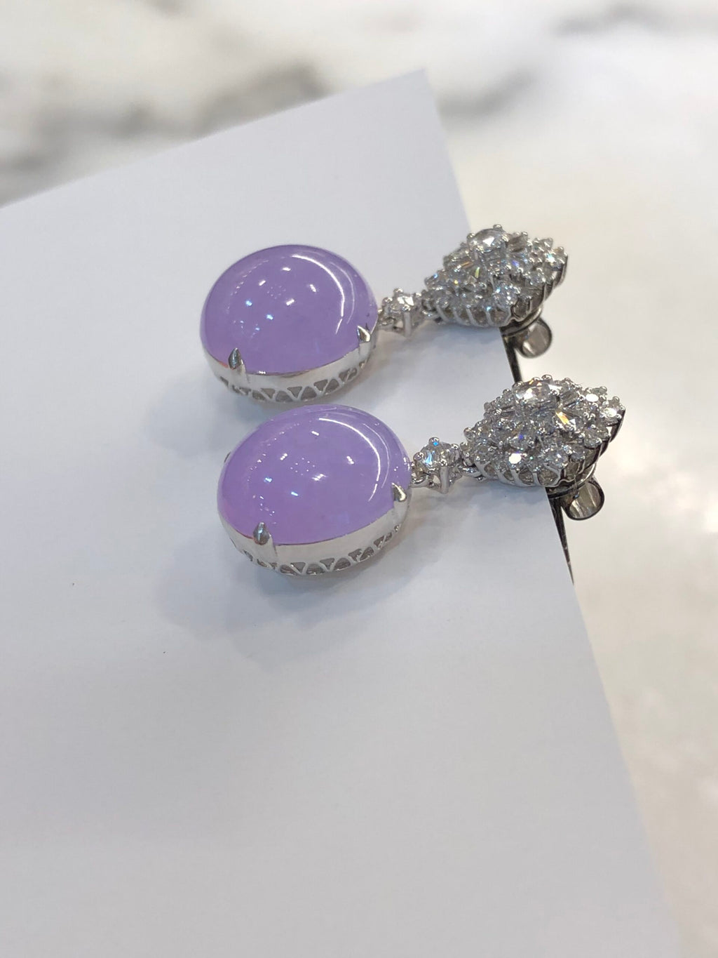 Icy Lavender Jade Cabochons Earrings