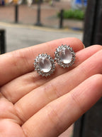 Icy Jade Cabochons Earrings (Glassy Variety)