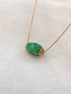 Green Jade Barrel(with gold chain)