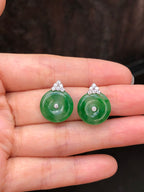 Icy Green Safety Coin Earrings