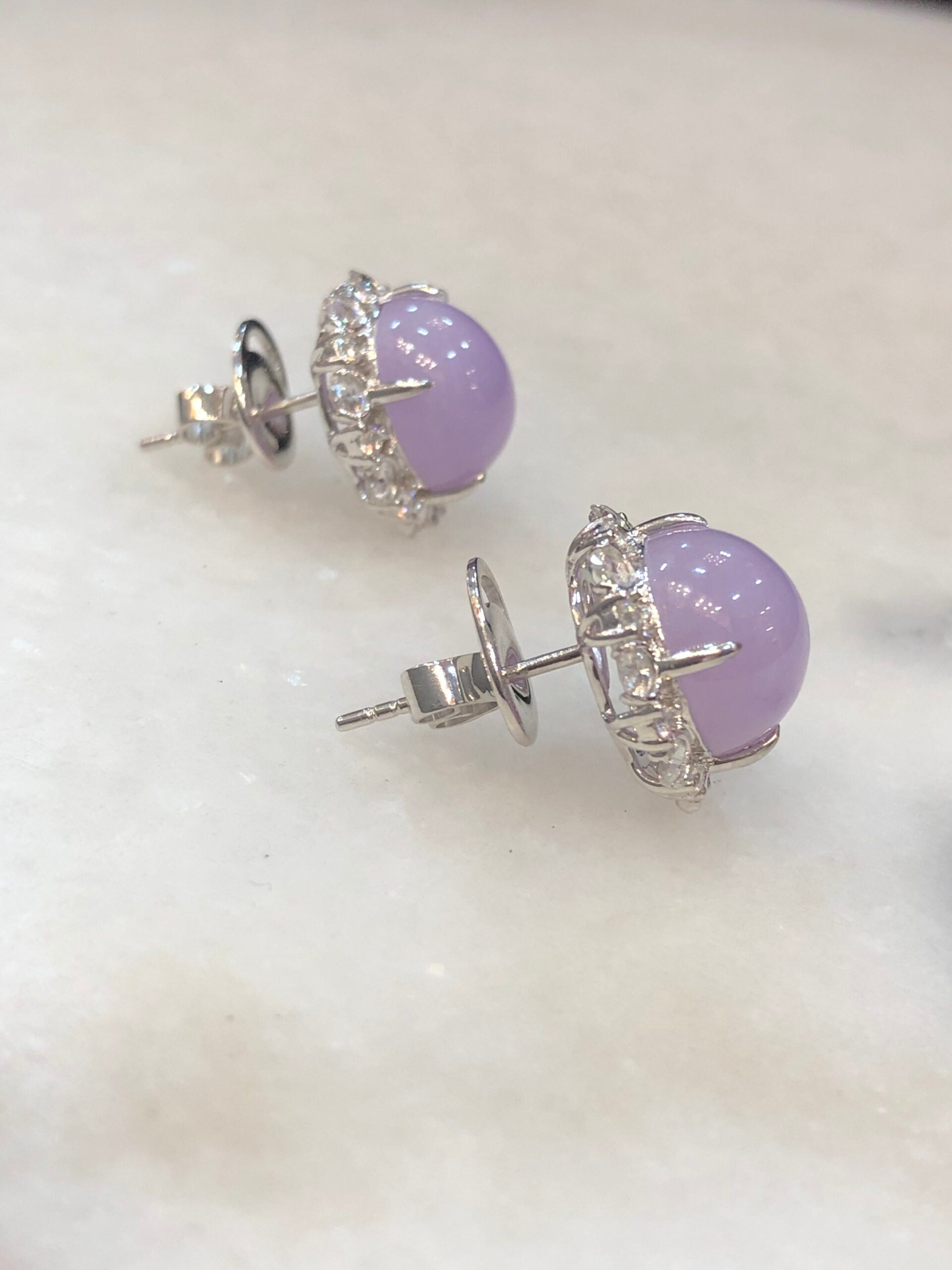 Lavender Jade Cabochons Earrings