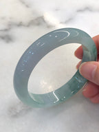 Icy Bluish Green Floral Jade Bangle
