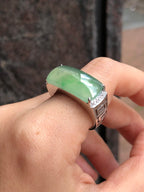 Icy Green Jade Saddle Ring