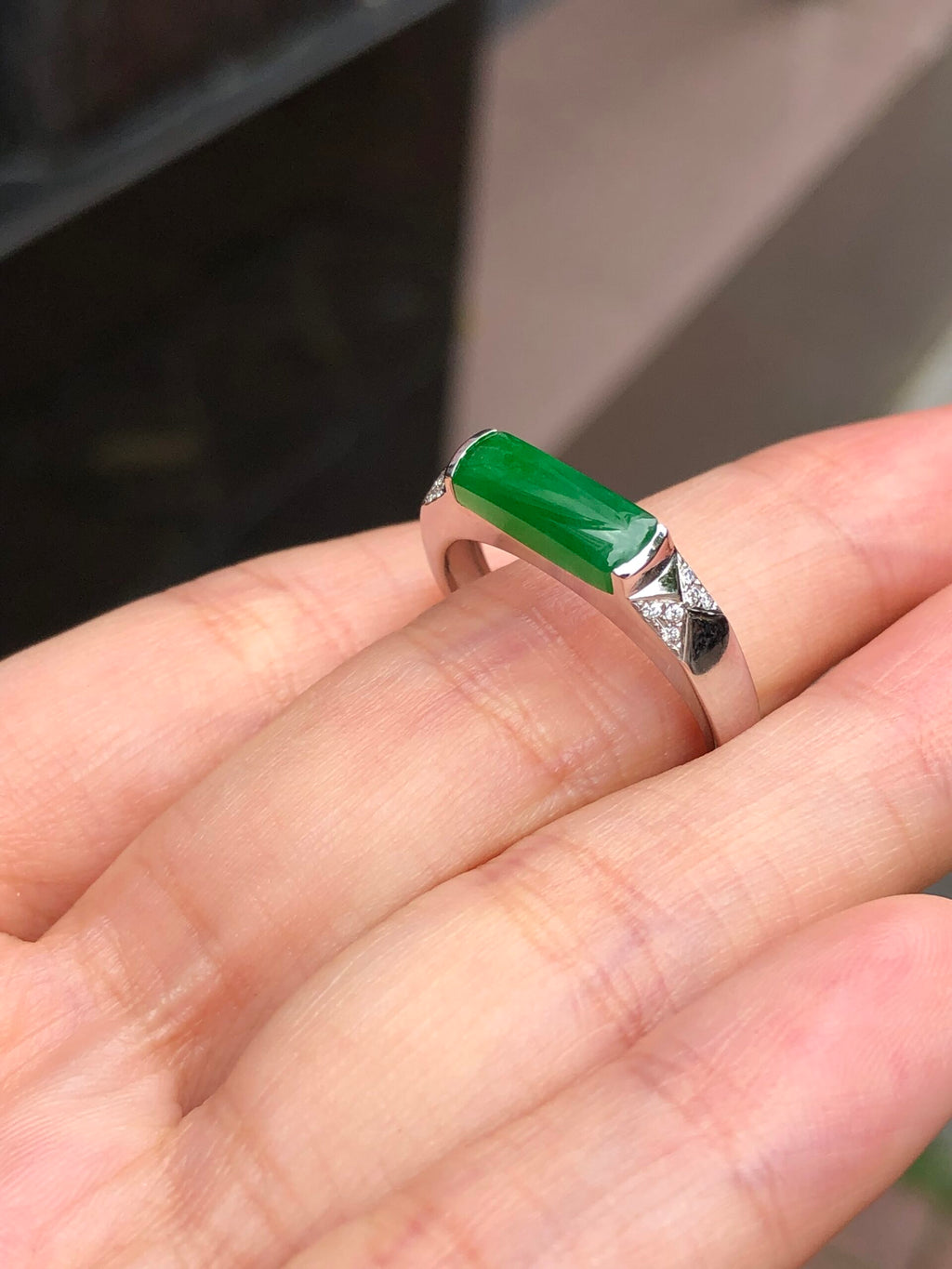 Green Jade Saddle Ring