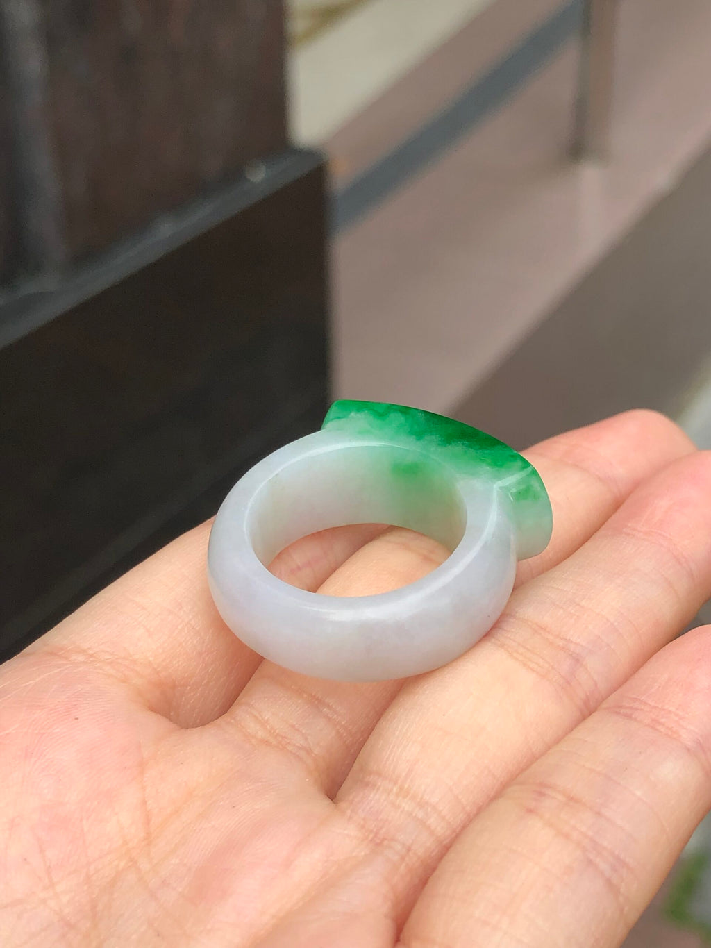 Green Jade Saddle Ring