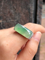 Icy Green Jade Saddle Ring