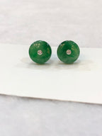 Icy Green Jade Safety Coin Earrings