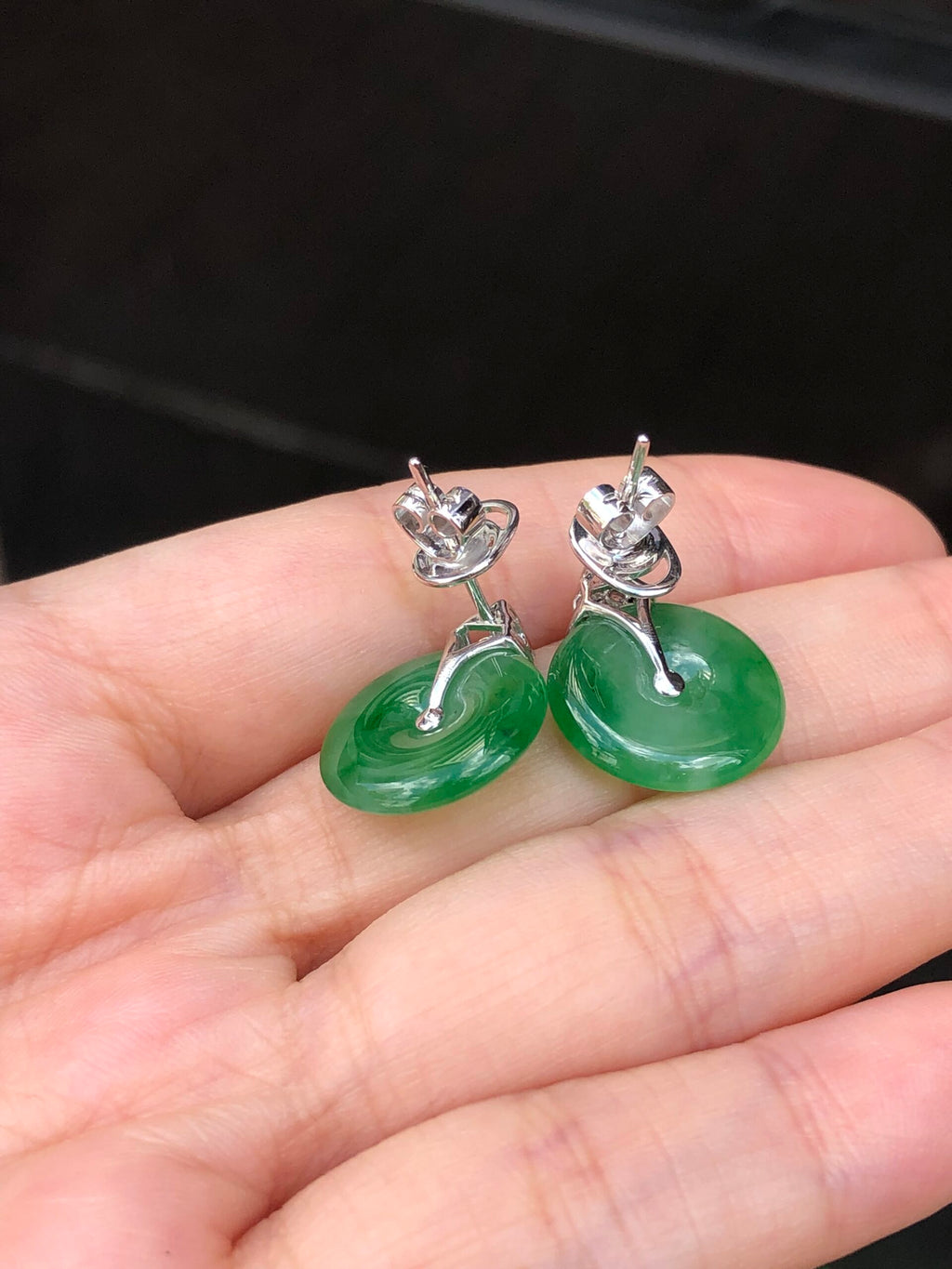 Icy Green Safety Coin Earrings