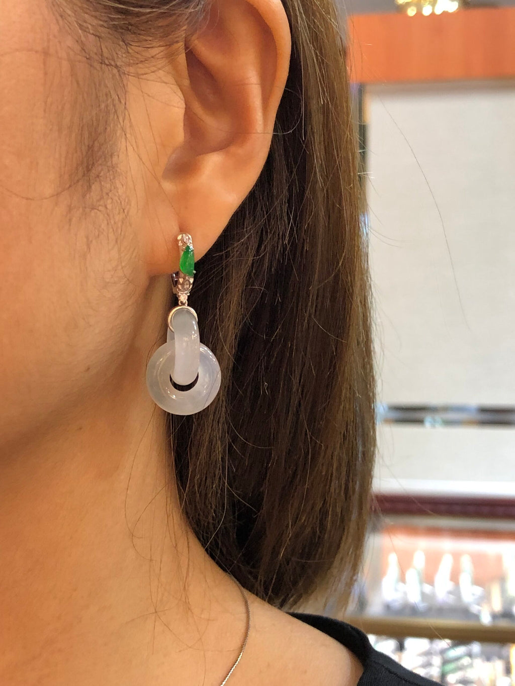 Icy Jade Double Loops Earrings