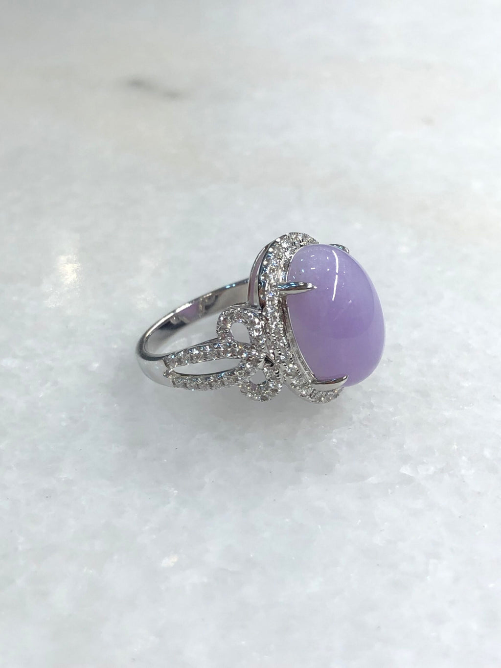 Lavender Jade Cabochon Ring