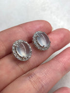 Icy Jade Cabochons Earrings (Glassy Variety)
