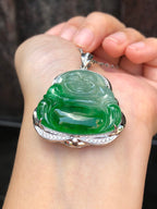 Icy Green Jade Buddha Pendant