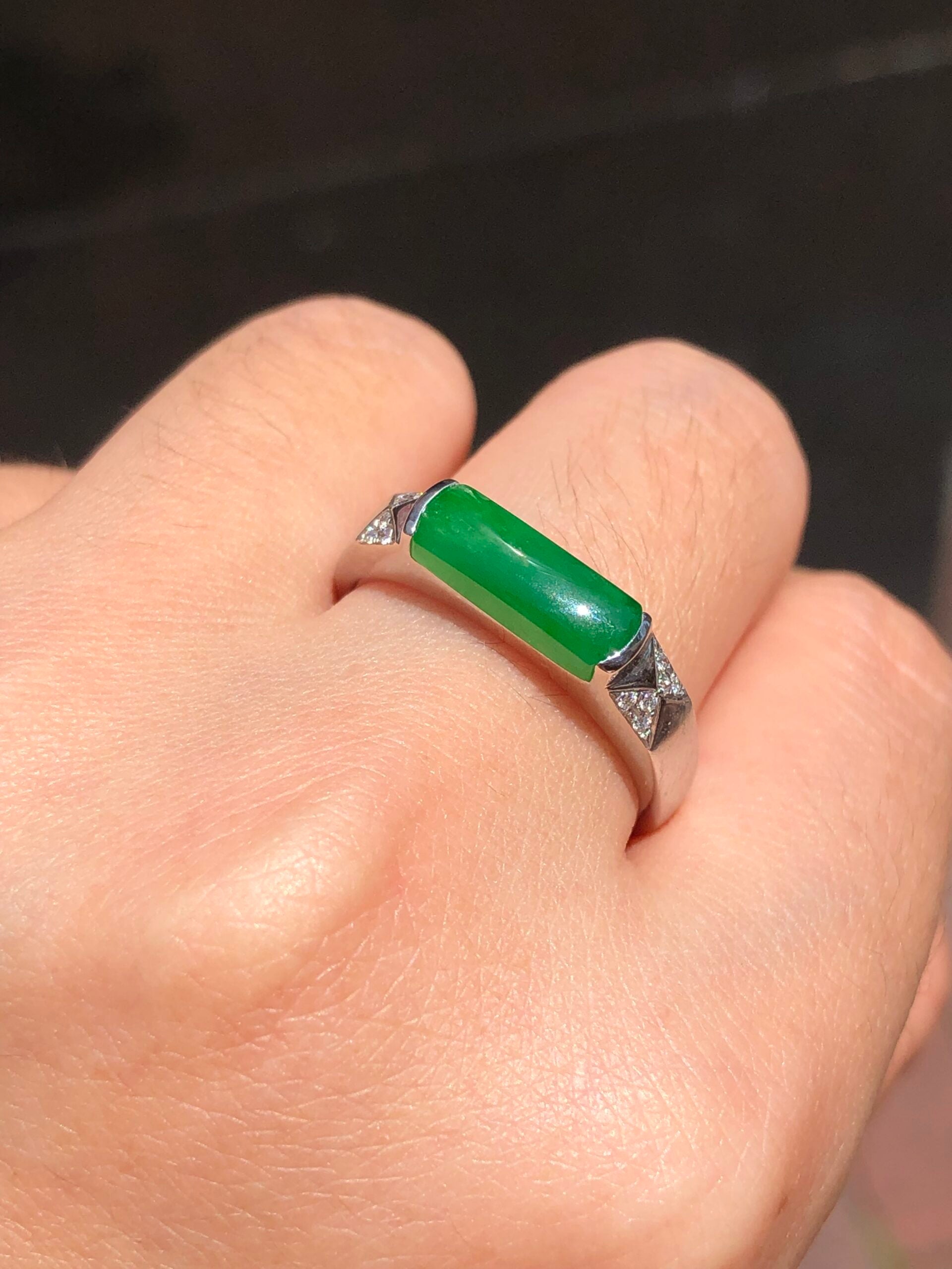 Green Jade Saddle Ring