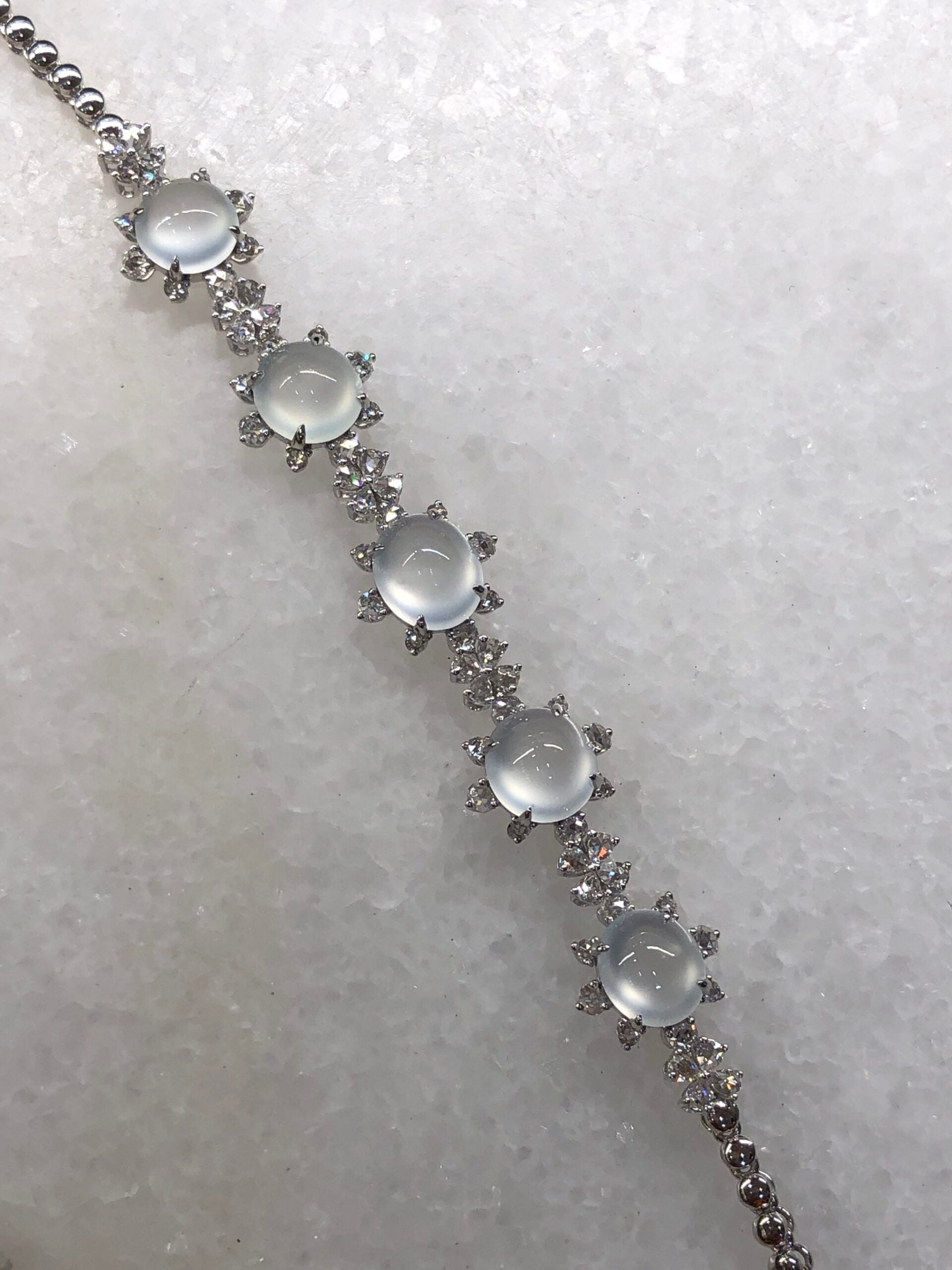 Icy Jade Cabochons Bracelet (Glassy Variety)