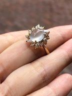 Icy Jade Cabochon Ring (Glassy Variety)