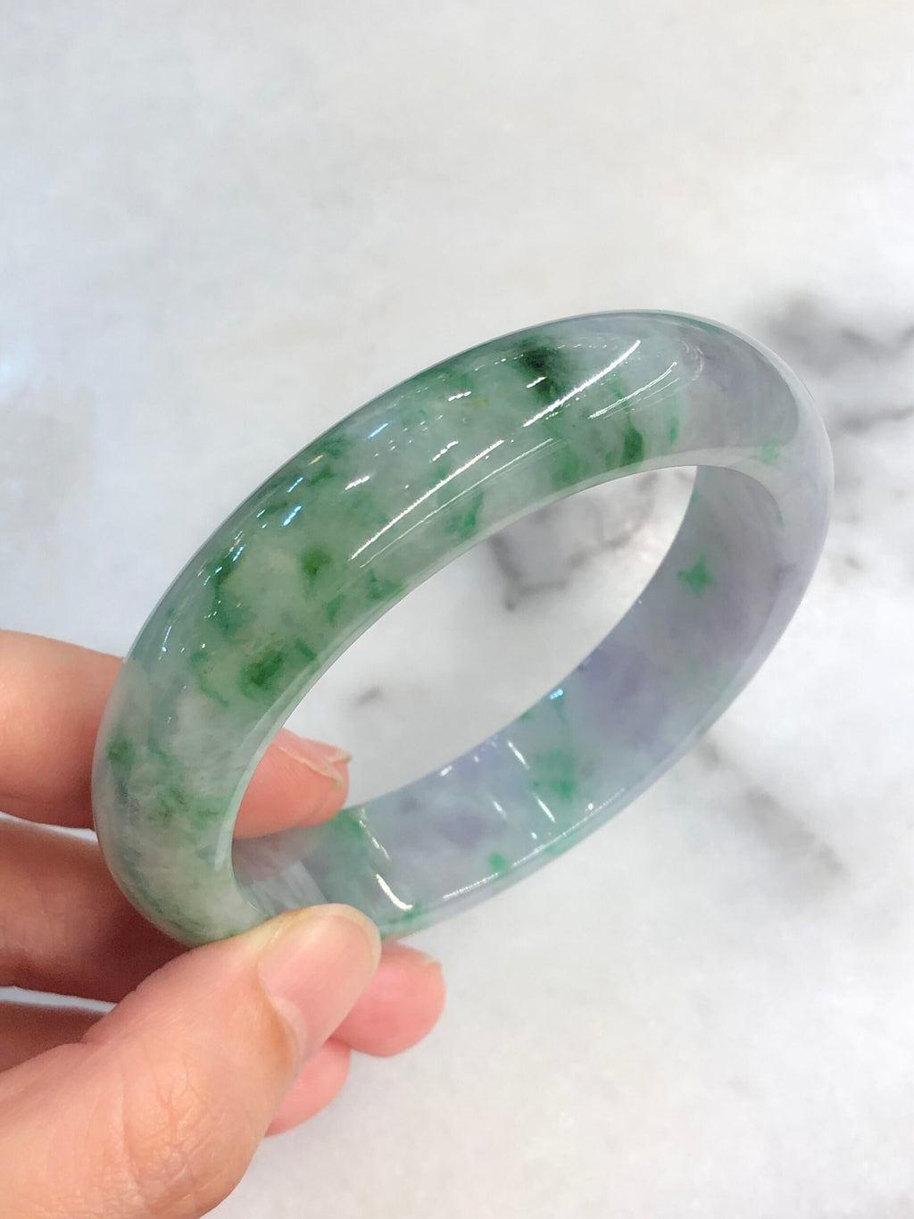 Green with Lavender Jade Bangle