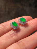 Icy Green Jade Cabochons Earrings