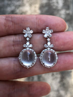 Icy Jade Cabochon Earrings (Glassy Variety)