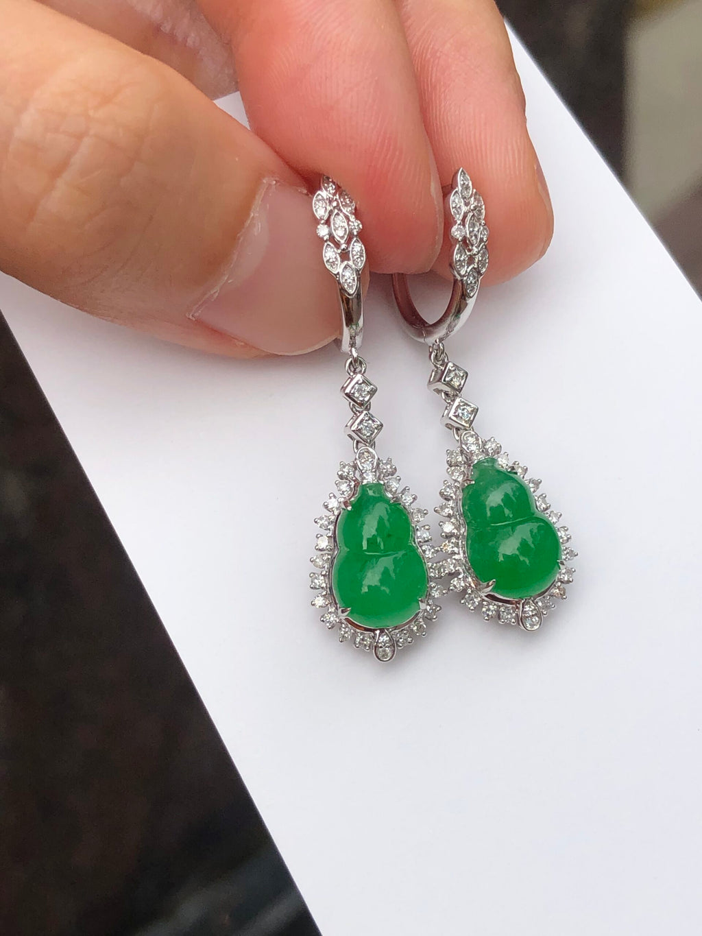 Icy Green Jade Gourd Earrings