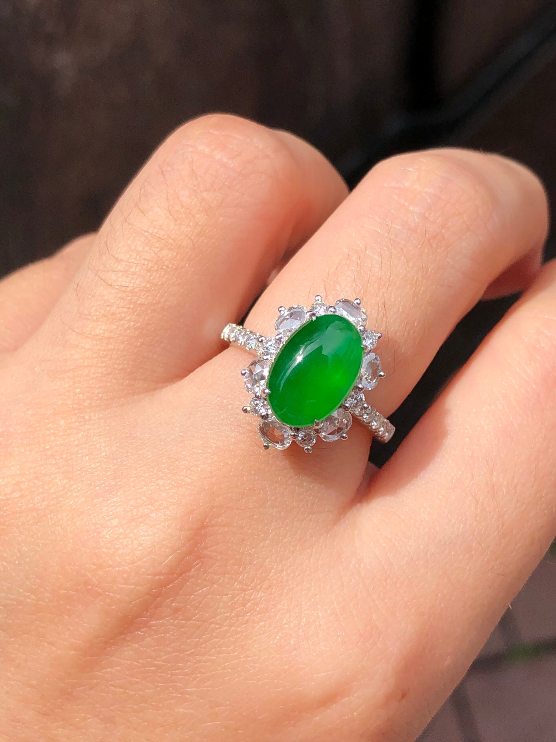 Green Jade Cabochon Ring