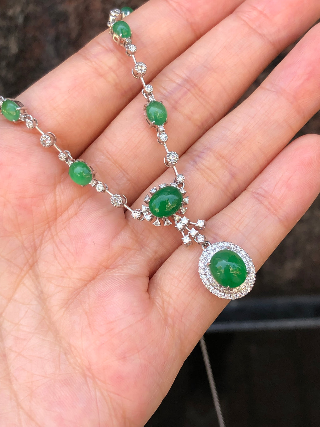 Natural Type A Green Cabochon Jadeite Necklace | ClassicJade Singapore