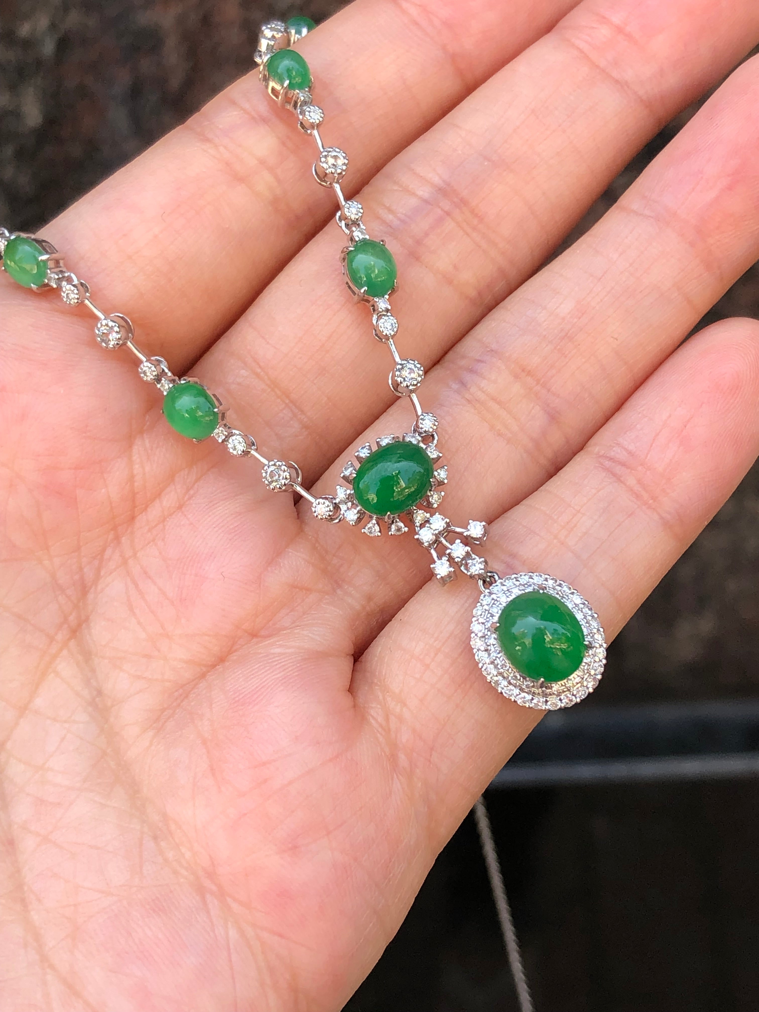 Natural Type A Green Cabochon Jadeite Necklace | ClassicJade Singapore