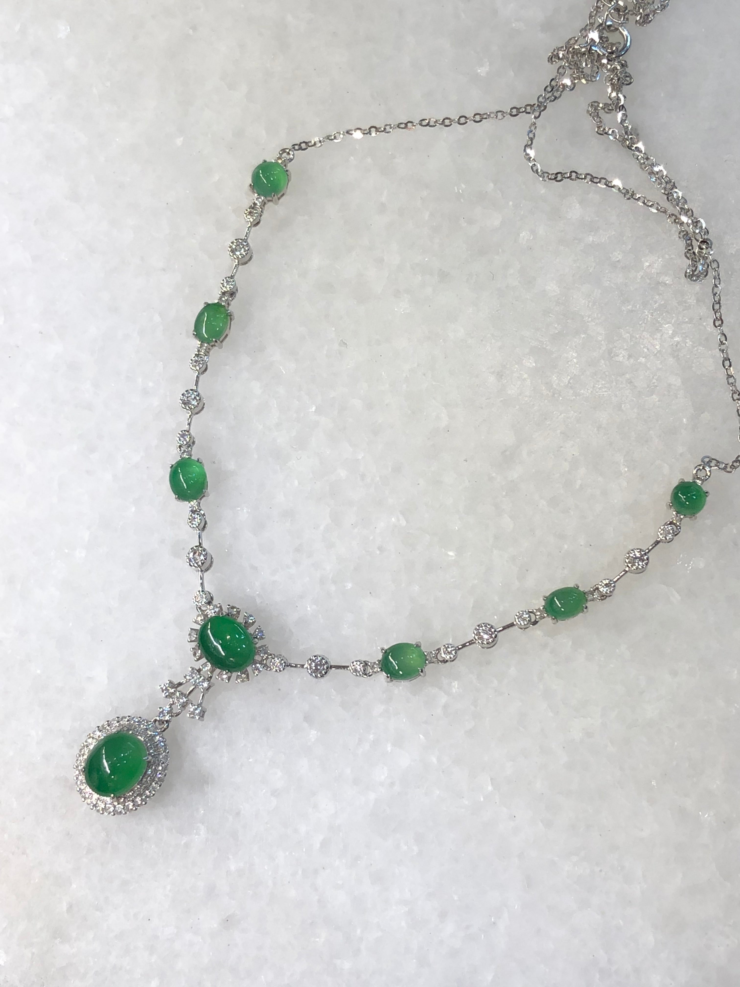 Natural Type A Green Cabochon Jadeite Necklace | ClassicJade Singapore