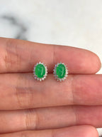 Icy Green Jade Cabochons Earrings