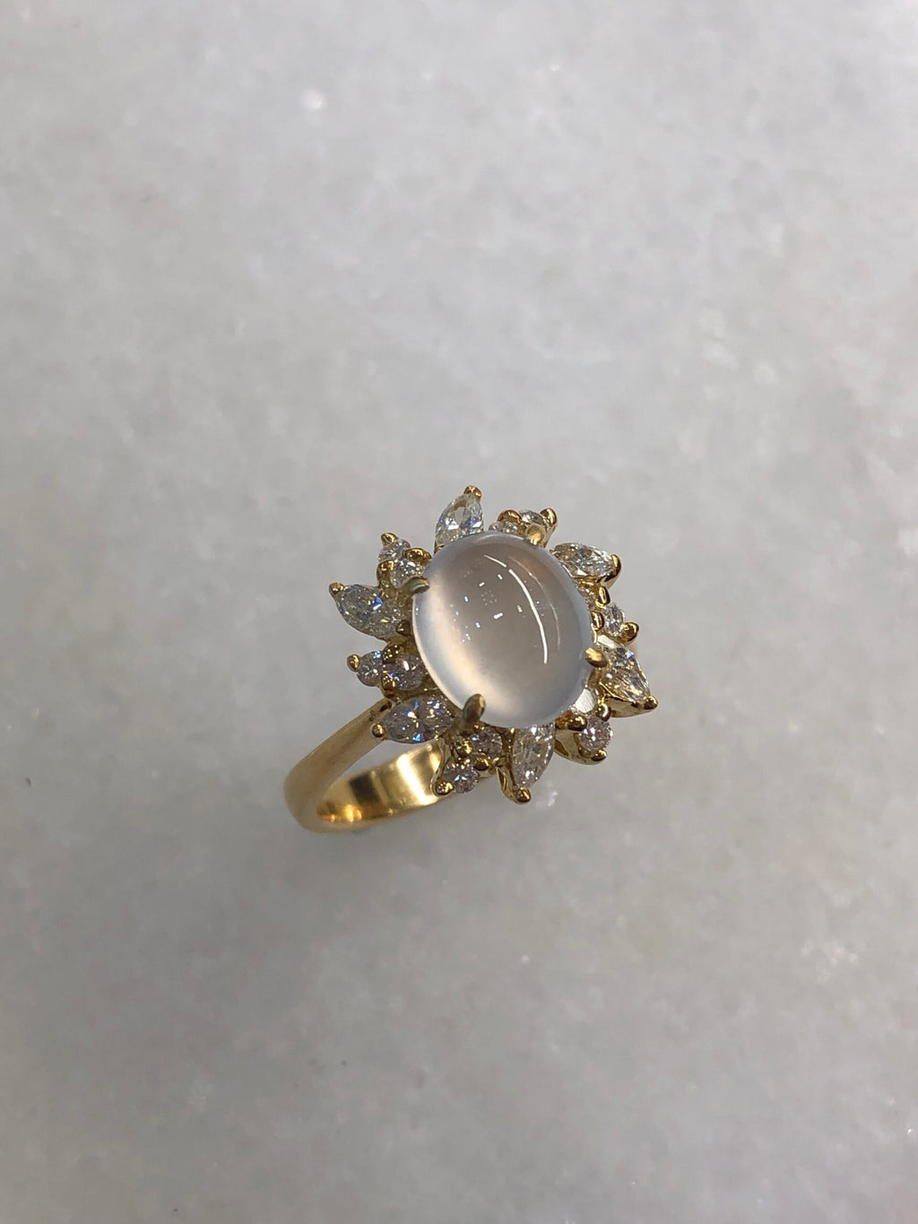 Icy Jade Cabochon Ring (Glassy Variety)