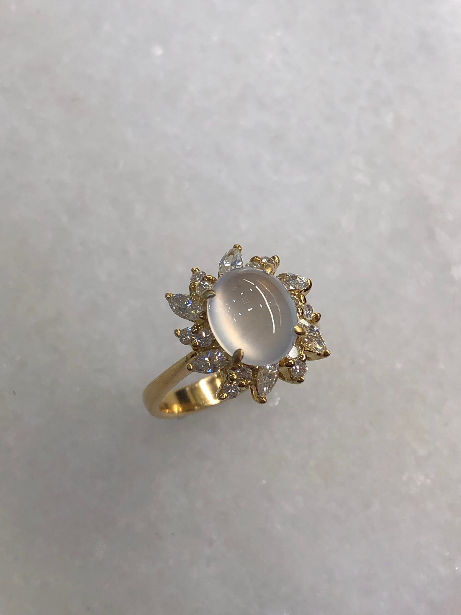Icy Jade Cabochon Ring (Glassy Variety)