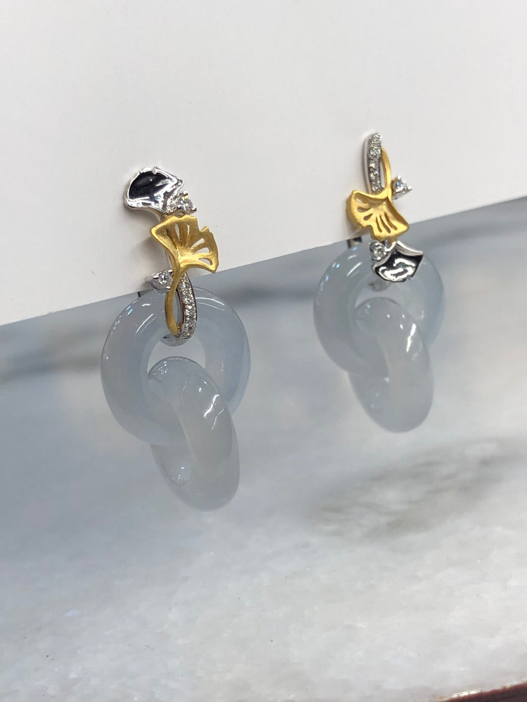 Icy Jade Double Loops Earrings